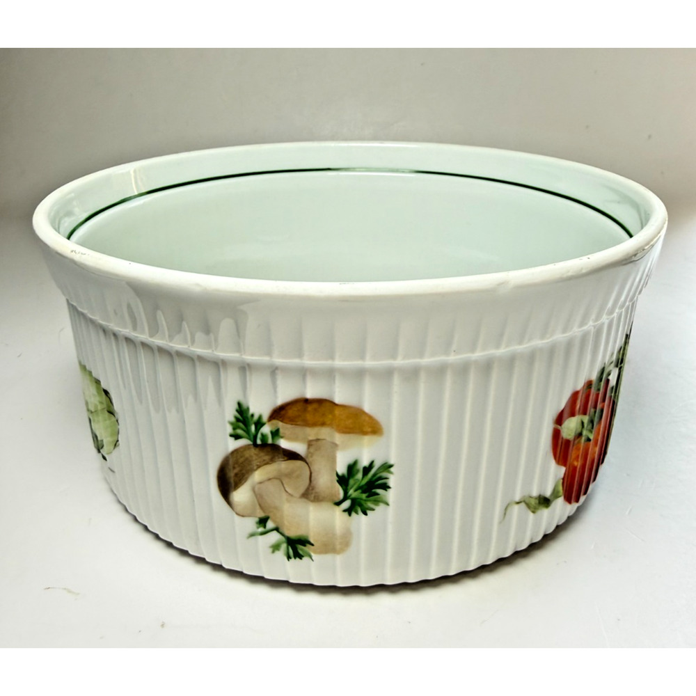 Apilco France 8" Porcelain Ribbed Souffle Casserole Serving Dish Vegetables Corn - Picture 5 of 9